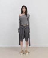Curved Cut Layered Tee / Charcoal