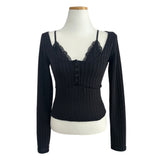 Zia Lace Strap Ribbed Knit 