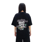 PEANUT STAIN - Not Sleeping Bear With Me Black Oversized Tshirt