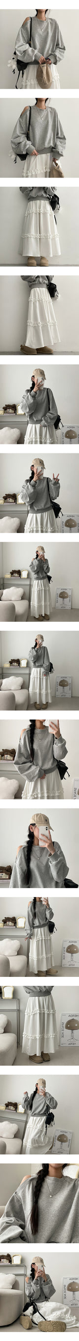 Tony banding frill cancan long skirt