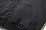 Star Damage Crop Hoodie Zip-Up (CHARCOAL)