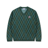 XTK171 Argyle V-Neck Pullover Knit (GREEN)