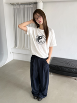 belted denim wide slacks