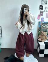 M,XL🤎2SIZE🤎 DOUBLE PINTUCK WIDE LONG BALLOON PANTS ❤🤎🖤🩶4COLOR