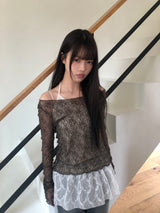 ハジュレースレイヤードロングホルタースリーブトップ