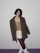 MOHAIR TWO WAY OVERFIT JACKET (BROWN)