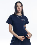 ホース ボックス クロップド Tシャツ - ネイビー