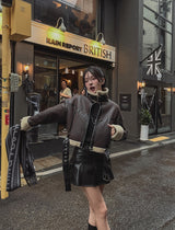 デリウエストバックルクロップマスタングジャケット