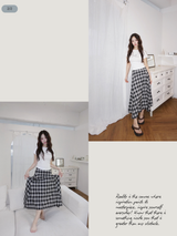 Black Checkered Unbalanced Long Skirt
