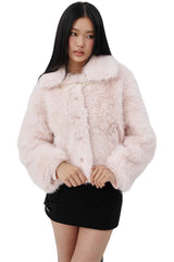 Holiday blanket fur jacket, Pink