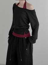 Blend Waffle Layered Halter Sweatshirt