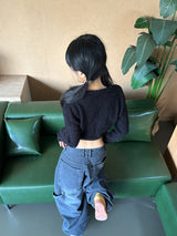 (TOP & ZIP-UP SET!) DAMAGED CROPPED-FIT KNIT ZIP-UP - 3 COLOR