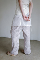 Linen rayon jacquard pants, Grey