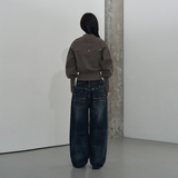BANDING CROPPED COTTON JACKET (KHAKI BROWN)