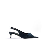 Colorful Bridge丨Lapel Design Washed Denim Cat Heels Women's Fashion Backless Sandals
