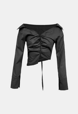 Iris Shirring Off-Shoulder Shirt