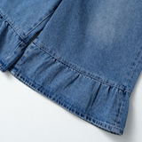 denim frill bermuda pants 