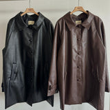 Faux Leather Jacket - 2colors