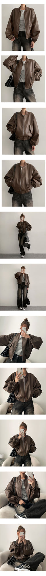 Tir Crop Leather Air Jacket