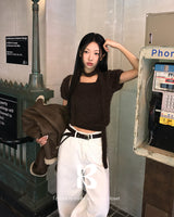 [ORIGINAL] HOLLY TIE SHORT-SLEEVE KNITTED SET