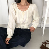 [MADE] Lower, frill long sleeve blouse