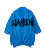 BBD Graffiti Logo Draped Flow Knit Cardigan (Blue)
