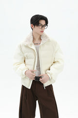 Fur Collar PU Puffer Jacket