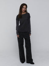 Layered Long Sleeve Top_Charcoal