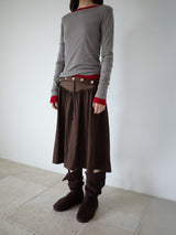 FLARE RIB SKIRT (BROWN)