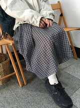 Heyo Check Banding Long Skirt