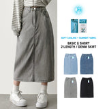  Sundy Charlang Cool Denim Long Skirt [Short & Basic Selection] Lyocell Fabric