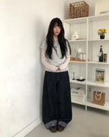 ナユフラワーレースタートルネックロングスリーブTシャツ