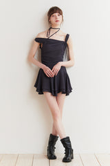 LILY FRILL DRESS charcoal