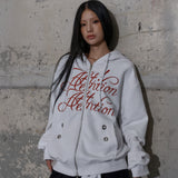 ATTENTION EYELET HOODED ZIP-UP (WHITE) F25ZA010