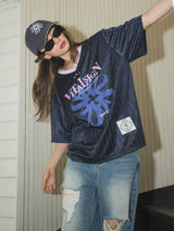 Glossy Stripe Logo T-shirt (Navy)