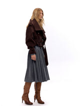 NyDkyel™ Cotton wool fabric multi-shape button short silhouette waist jacket