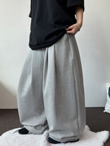 TWO DOUBLE PINTUCK BALLOON WIDE LONG PANTS 🤍🩶🖤3COLOR