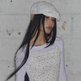 LACE BANDING HUNTING CAP (WHITE) F25QE996