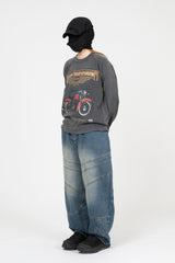 モーターサイクルヴィンテージクロップ長袖Tシャツ