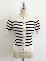 Hazel Stripe Puff Knit Cardigan
