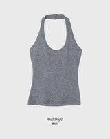 ムードピーチホルターネックスリーブレス (4color)