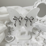 [ILLIT イロハ, NMIXX へウォン Piercing] バレリーナリボンピアス - Silver