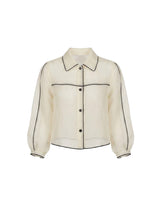 [PRE- FALL] Eliane Sheer Piping Crop Shirt Jacket Ivory