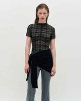 Plaid Smocking T-Shirt _ PURPLE