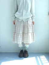 cream checkered pocket skirt