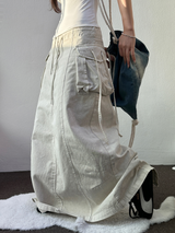 HIP PIGMENT CARGO WASHING LONG SKIRT 🩶🤍2color