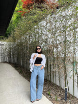 DESTROYED WIDE DENIM PANTS code 21006