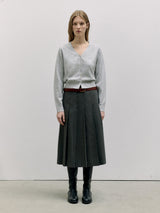 PLEATS LONG SKIRT GRAY