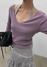[MADE] Wither V-neck Layered Long Sleeve Tee