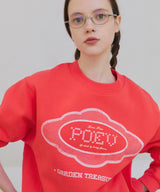 Lace Applique Sweatshirt - Bright Red